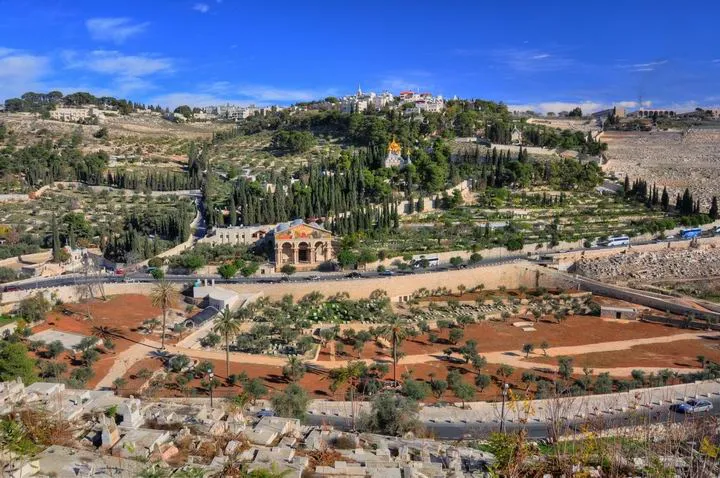 View of Mt Olives from the temple mount - Golden gate