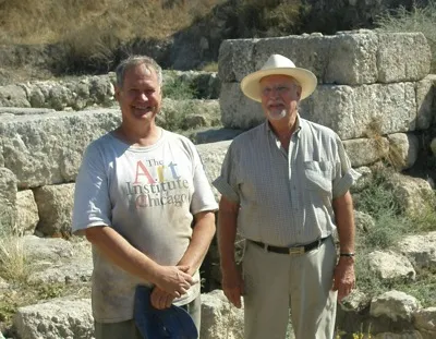 Dr William Dever director of the 1971 excavation at Tel Gezer poses with Solomonic Gate